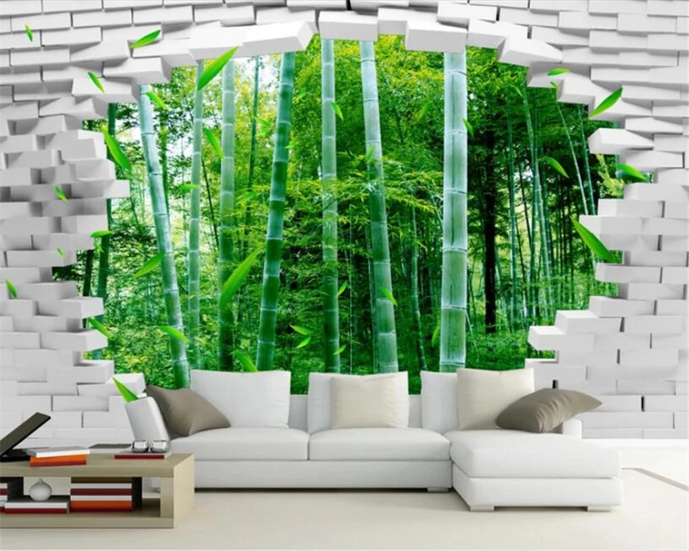 

Beibehang Custom wallpaper mural 3D brick wall bamboo forest TV background wall decorative painting 3d wallpaper carta da parati