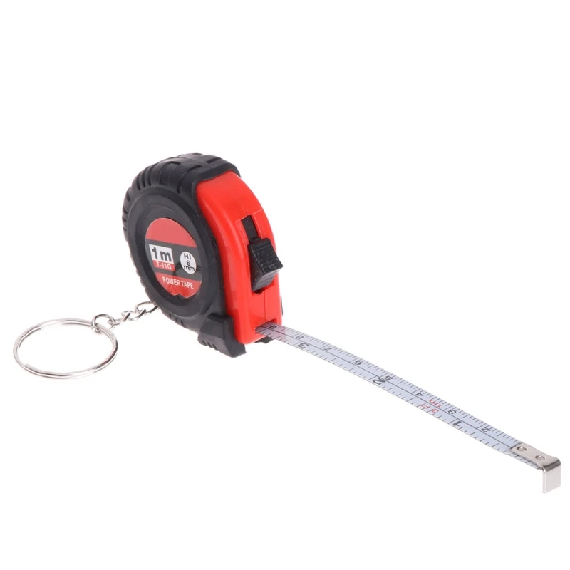 Mini Tape Measures With Key Chain Plastic Portable 1m Retractable Ruler