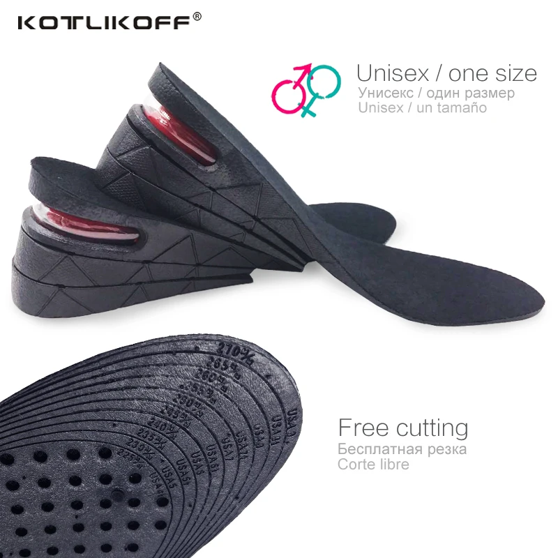 KOTLIKOFF 3-9cm Height Increase Insole Cushion Height Lift Adjustable Cut Shoe Heel Insert Taller Support Absorbant Foot Pad