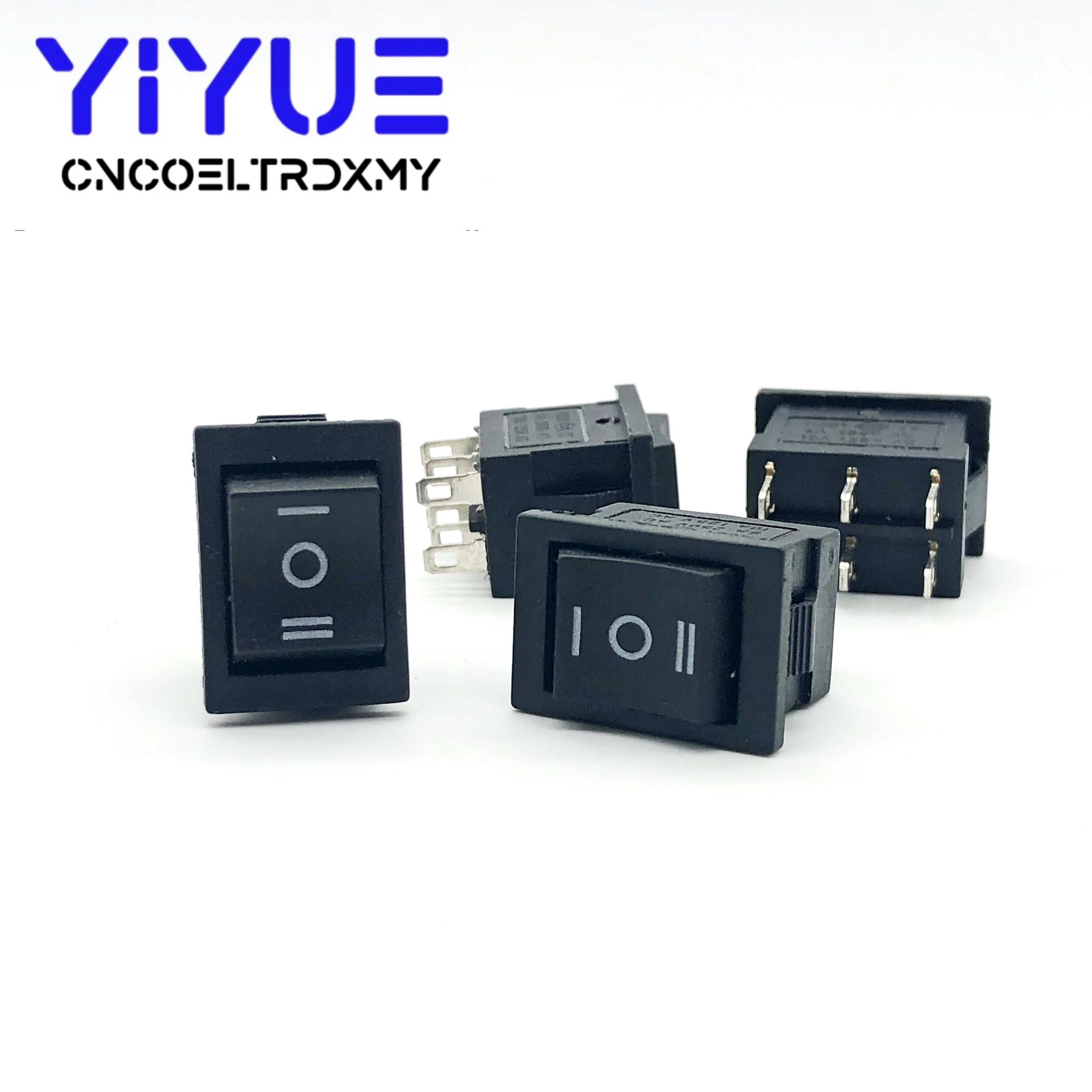 5pcs KCD1 black 3 position toggle micro switches 6A/250VAC 10A/125VAC (ON / off / on) 6Pin rocker switch