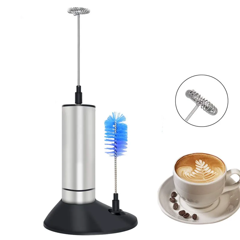 LMETJMA Electric Milk Frother Handheld Battery Operated Milk Foam Maker Coffee Frother Egg Beater Whisk Mixer Stirrer KC0273