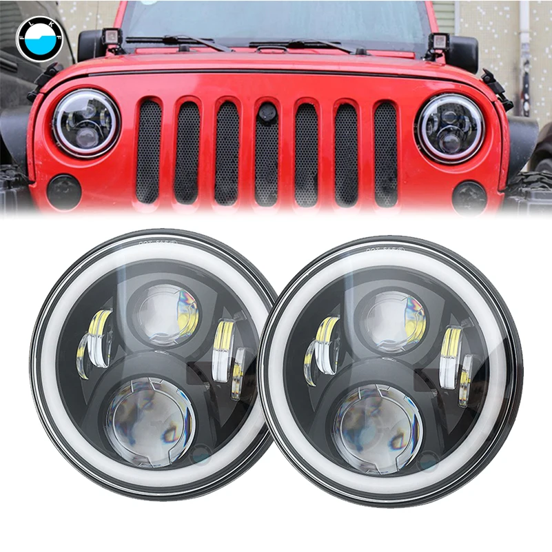 

7-дюймовые автомобильные аксессуары для Jeep Wrangle, 7-дюймовая круглая светодиодная фара с ближним/дальним светом DRL для Lada Niva 4X4 УАЗ Хантер.