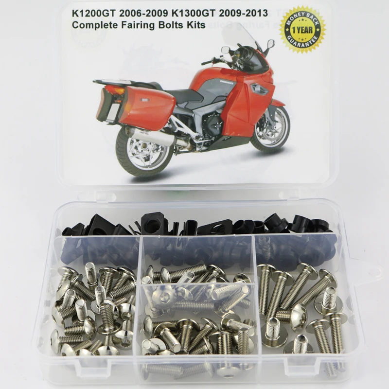 Passend für BMW K1200GT 2006–2009 K1300GT 2009–2013. Komplettes Motorrad-Verkleidungsschrauben-Set, Muttern, Schrauben, Verkleidungsclips aus Stahl