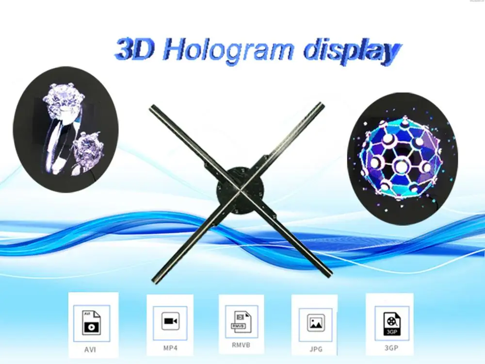 

Светодиодный рекламный светильник, 50 см, HD 3D Голограмма, дисплей с 4 лезвиями, светодиодный вентилятор, голограмма, светодиодный фонарь, логотип, отображение товара на открытом воздухе