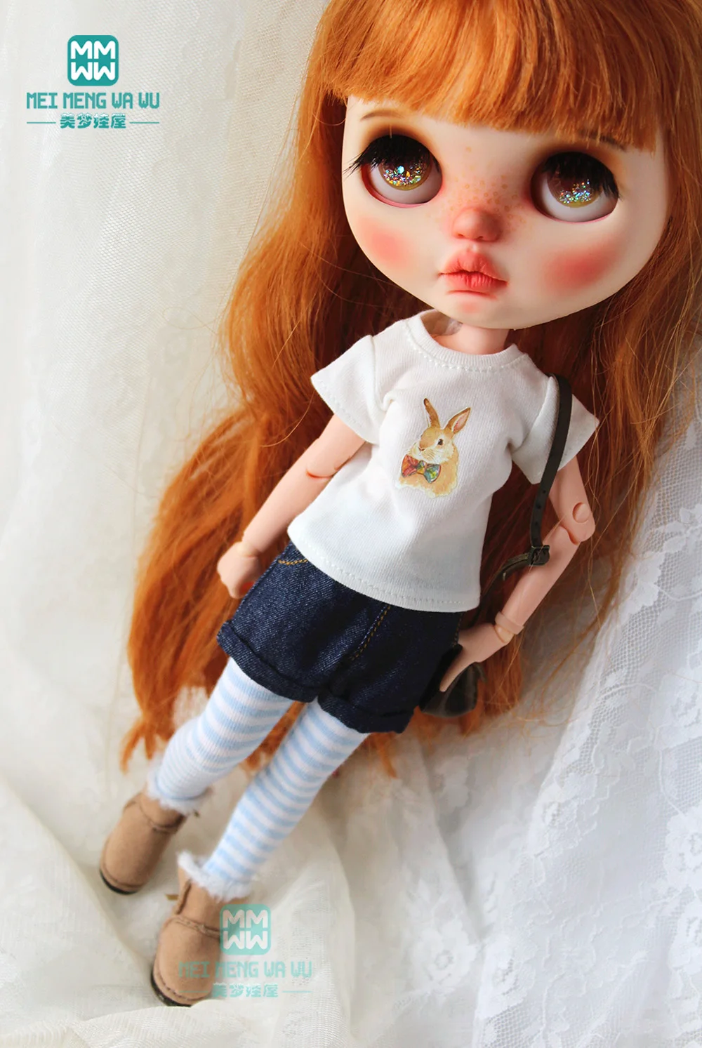 Fits Blyth Azone Doll Clothes Fashion Blue sweatshirt, T-shirt, jeans