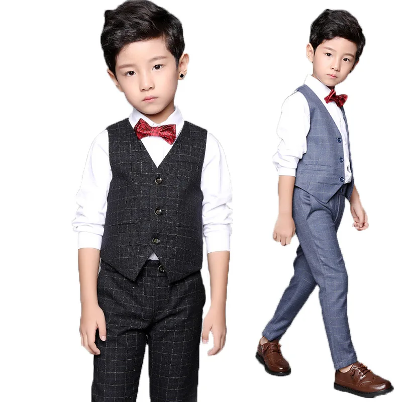 Flower Boys Clothing Set School Kids Wedding Formal Dress Vest Pants 2Pcs Suit Children Birtdahy Prom Ceremony Costume