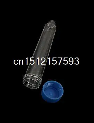 50Pcs Blue Cover Clear Plastic Round Shape Urine Test Cups Holder 12mL