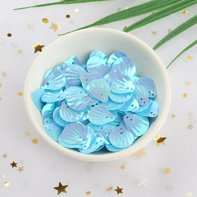 10g/pack 13mm Sea Shell PVC Loose Sequins for Sewing Embellishment Findings Wedding Handcraft Women Clothes Dress Accessories