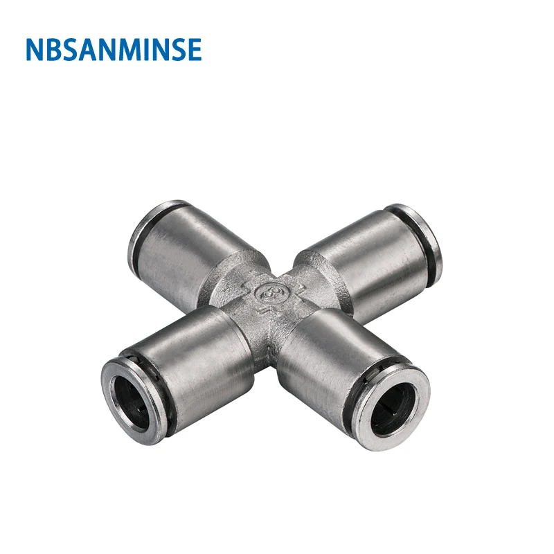 10Pcs/Lot PZT Four 4 Way Cross Union Brass Fitting Connector Pneumatic Pipe Fitting For Automation NBSANMINSE