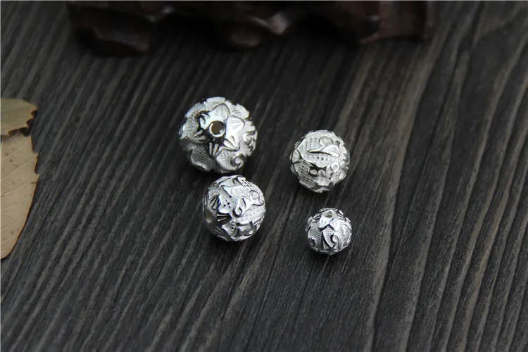 100% 925 Sterling Silver Spacer Beads 8mm 10mm 12mm 14mm Buddha Mantra Craft Charm Beads DIY Jewelry Making Bracelets Findings