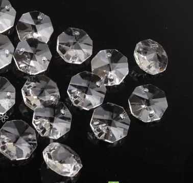 100pcs 14mm  2 HOLES OCTAGON CRYSTAL BEADS  Wedding & Christmas party event Decoration