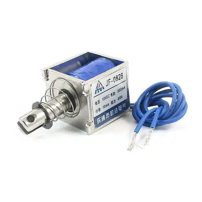 

JF-0826 DC12V/DC24V 350mA 20N 10mm Pull Open Frame Solenoid Electromagnet