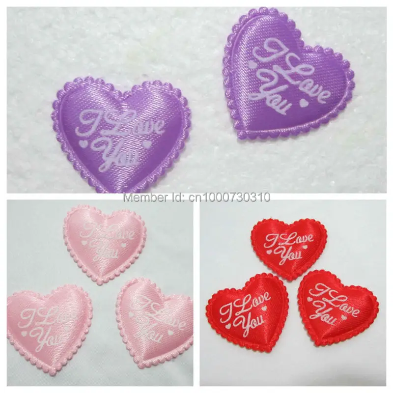 Applique crafts wedding decoration scrapbooking 20pcs Padded Felt Heart I LOVE YOU Applique Sewing Trim DIY A16