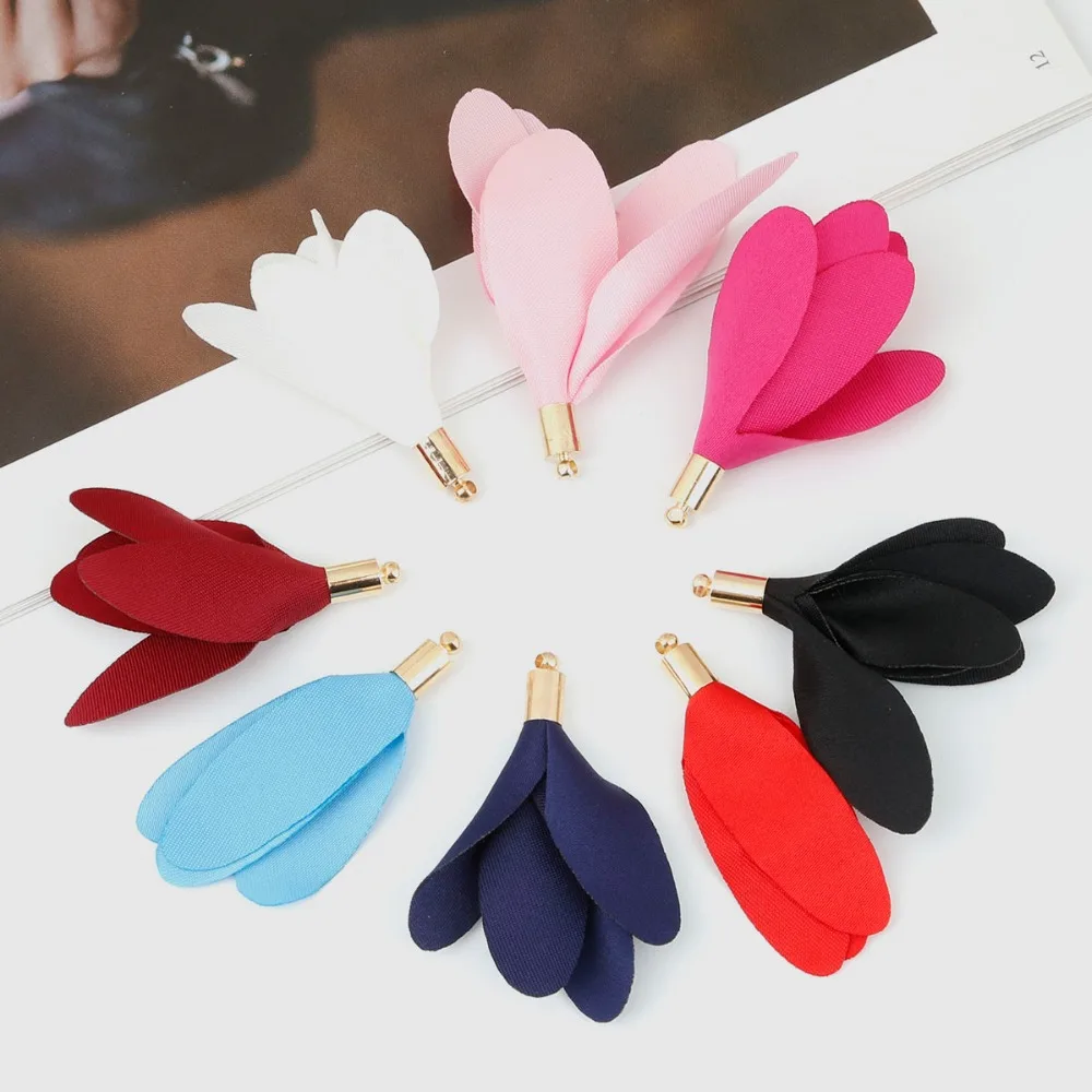 10~50pcs Mixed Cotton Silk Polyester Flower Tassel Charm Pendant hand made for Drop Earring Jewelry Findings DIY Craft Making
