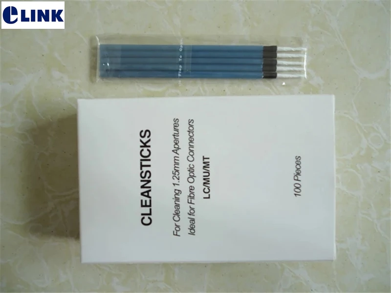 100 Pcs/Kotak 1.25 Mm Fiber Optic Cleaning Tongkat untuk Membersihkan Lubang Swab untuk LC Mu MT Konektor Cleaning Batang Elink