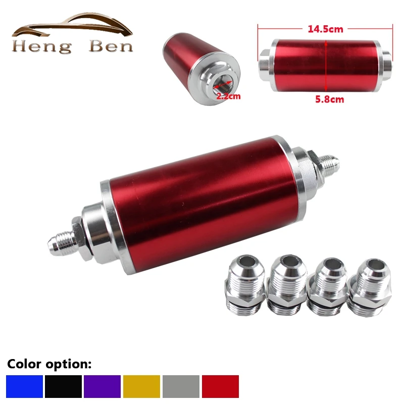 Ready Inline Aluminum Fuel Filter AN6 AN8 AN10 With 100 Micron Element Steel SS