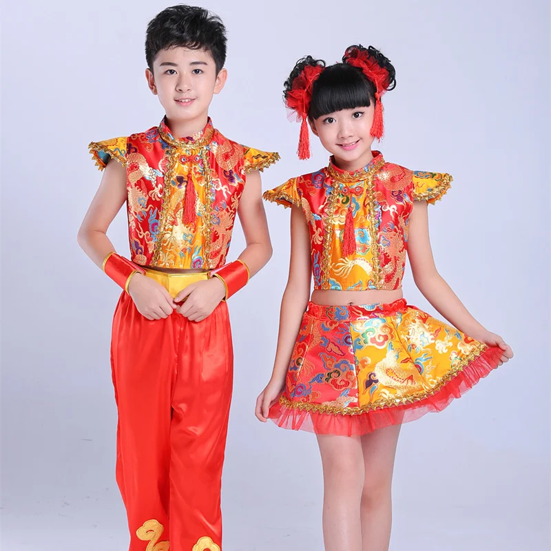 Children's costumes performing service dragon costume drummer drumming festival of dance Yangko clothing