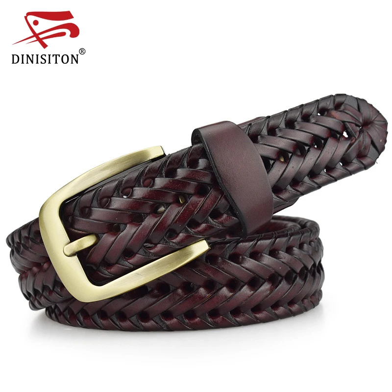 DINISITON – ceinture tressée pour hommes, en cuir véritable de vache, de luxe, tricotée à la main, de styliste, pour Jeans