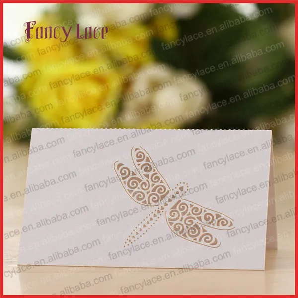 50PSC Hot Sale Laser Cut Wedding Invitation Decorations Place Name Cards, Royl Table Card Dragonfly Shape Event Rave Party Decor