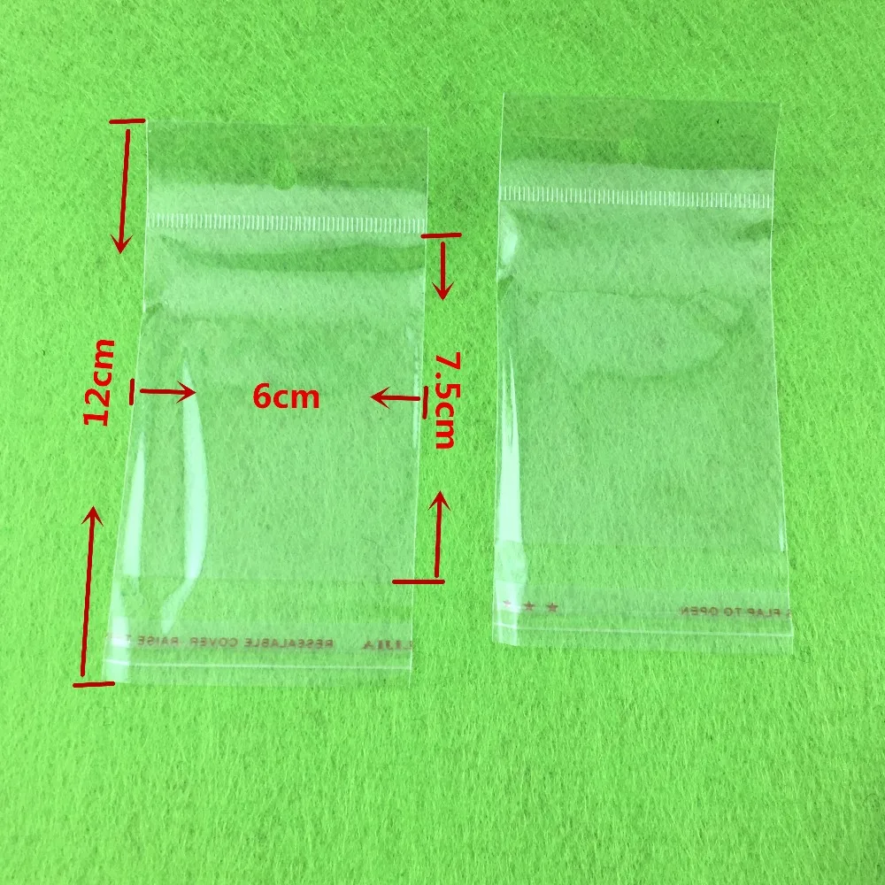 1000PCS 12*6cm OPP Bags with Hanging hole Clear Transparent OPP Bag Packing Plastic Bag Self Adhesive Seal waterproof OPP Bags