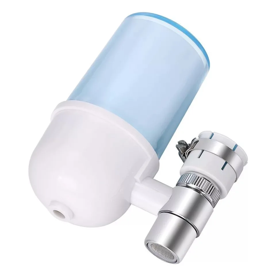 Purificador de água da torneira, filtro de cerâmica lavável, mini filtro de água, transparente, manchas visíveis