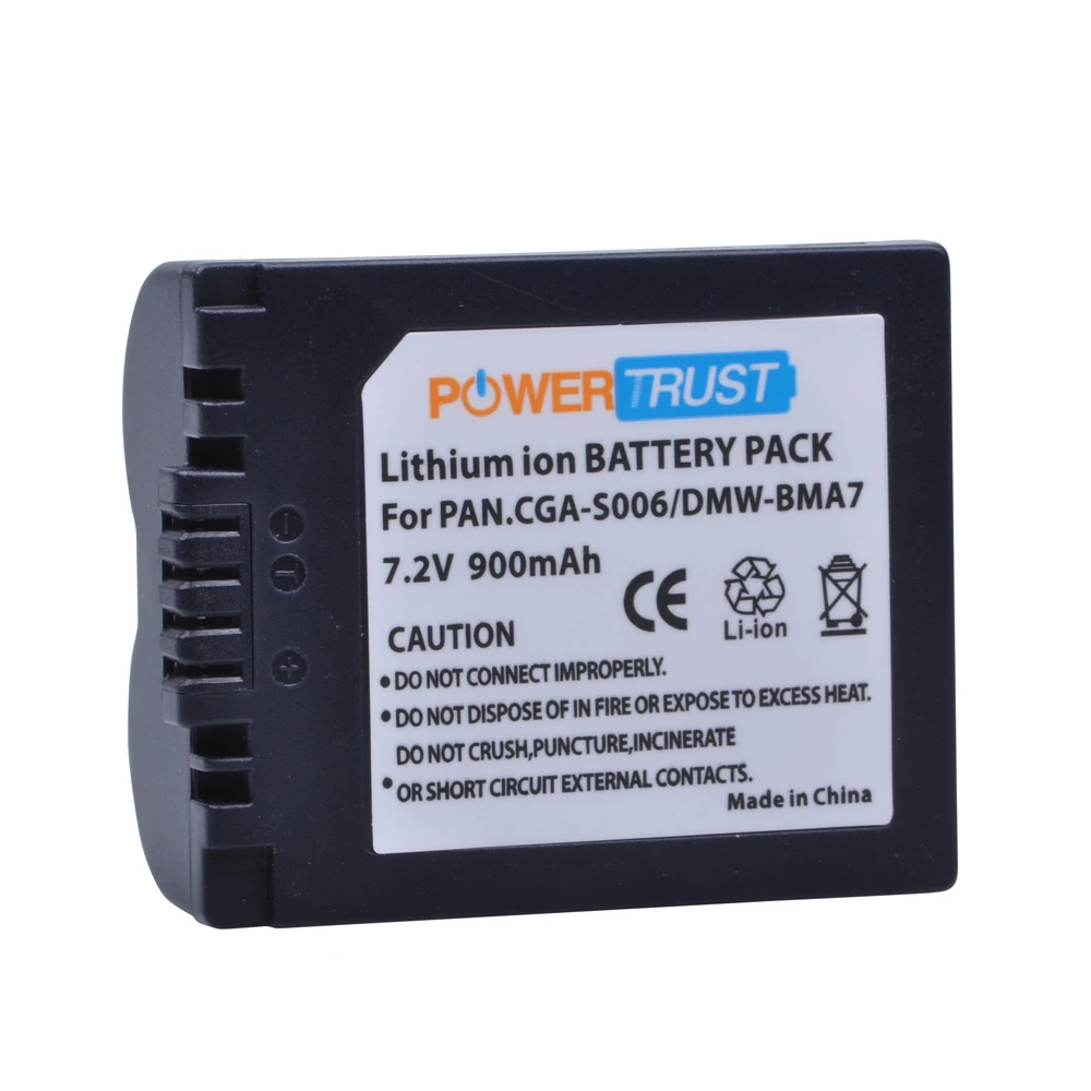 Аккумулятор PowerTrust CGA-S006 CGR CGA S006E S006A S006 для Panasonic DMC FZ7 FZ8 FZ18 FZ28 FZ30 FZ35 FZ38 FZ50