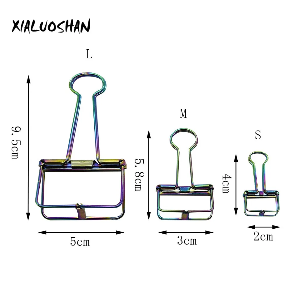 5Pcs Metall Hohl Lange Schwanz Binder Clips Überzug Regenbogen Farbe Papiere Ticket Rechnung Empfang Foto Organisation Verschlüsse Abdichtung Clip