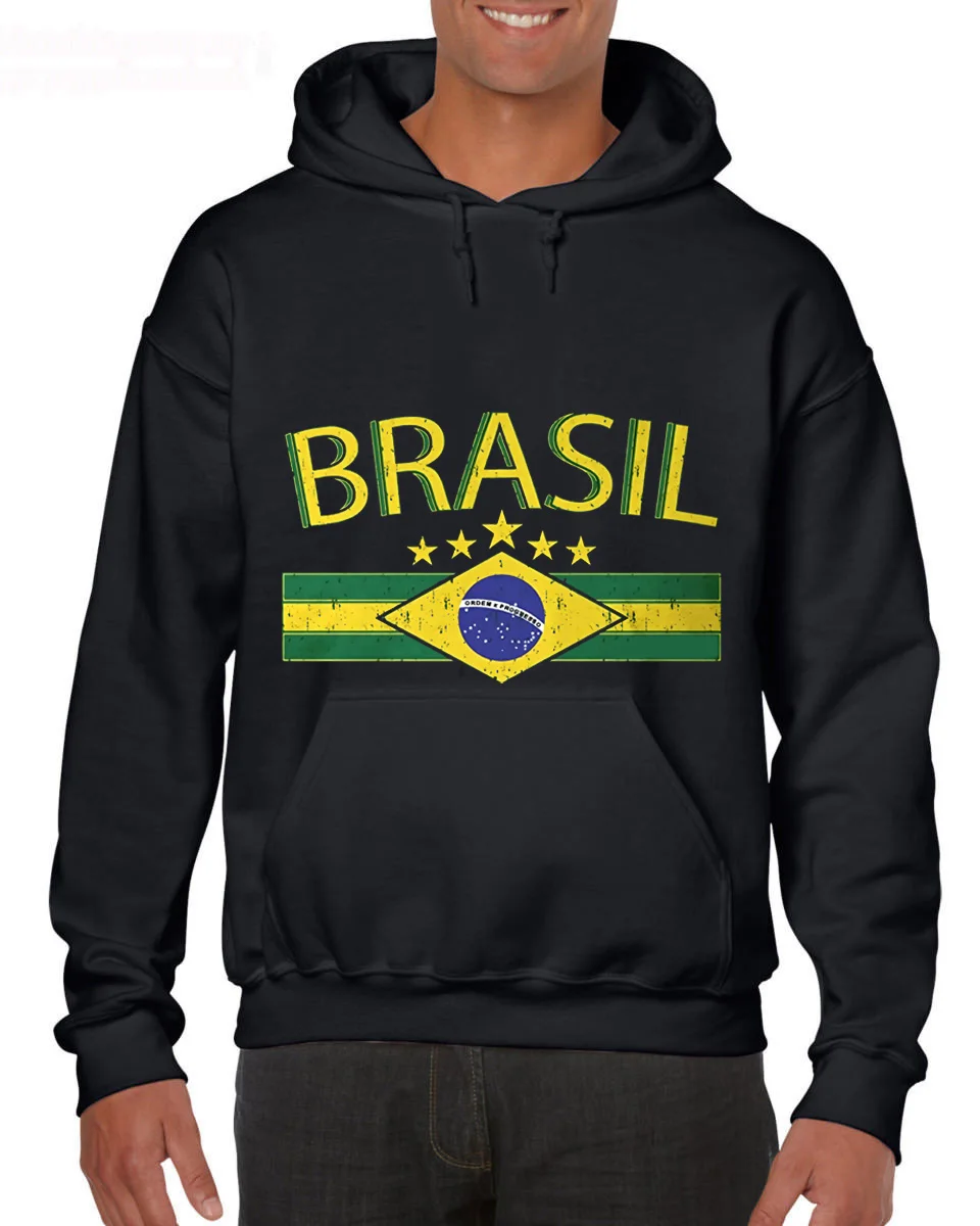 Mens Fashion 2019 Men's Brasil Flag and Country Emblem, Brazil Hoodies Sweatshirt