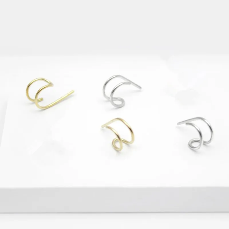 Dark Drea Ear clip, Ear wraps, Earring cuffs, Fake ear , Silver ear cuffs, Double cuff, silver, gold, Cuff earrings