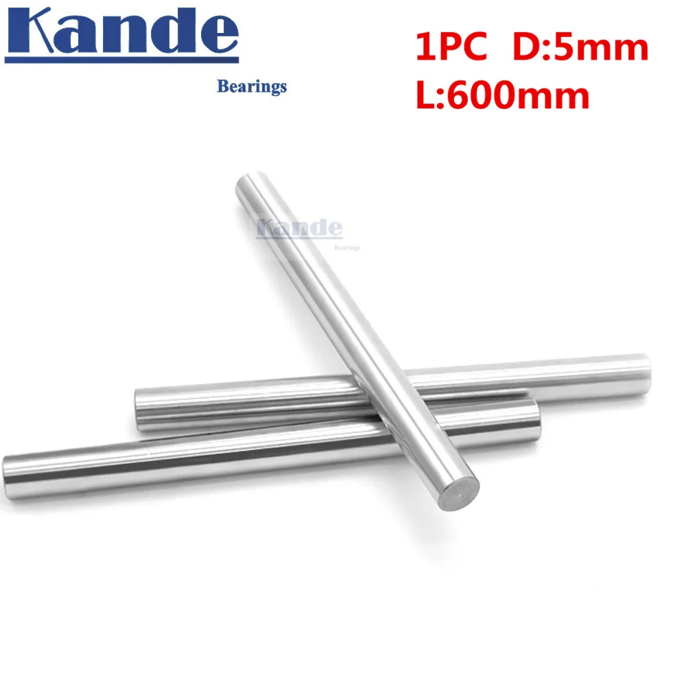 Kande Bearings 1pc d: 5mm  3D printer rod shaft 5mm  linear shaft chrome plated rod shaft CNC parts 600mm  chrome hardened rod