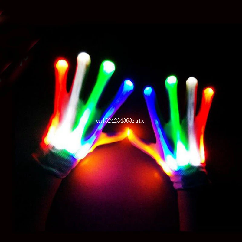 20pairs LED Gloves Color Changing Skeleton Gloves Luminous Flashing Halloween Stage Costume Christmas Party Event Supply