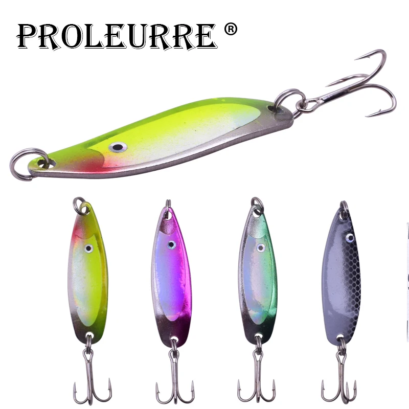 4 Pcs/Lot 5cm 6.5g  Fishing Lure Sequin Spoon Noise  Treble Hook Metal artificial Hard Bait Fishing Tackle accessory ST-190