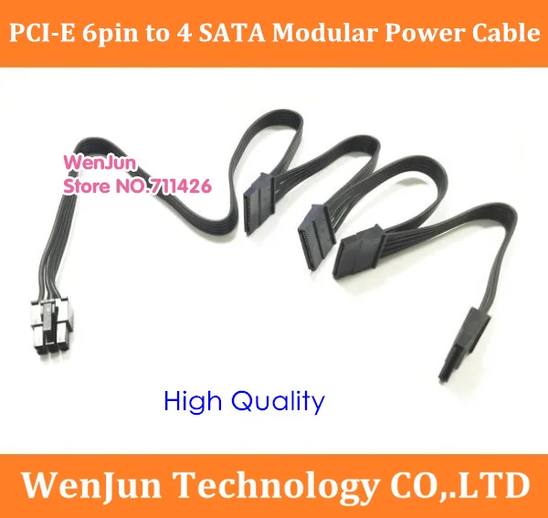 

High Quality 40cm Black PCI-E PCIE 6pin Male 1 to 4 SATA 15pin Modular Power Supply adapter Cable for Corsair RM1000 Series