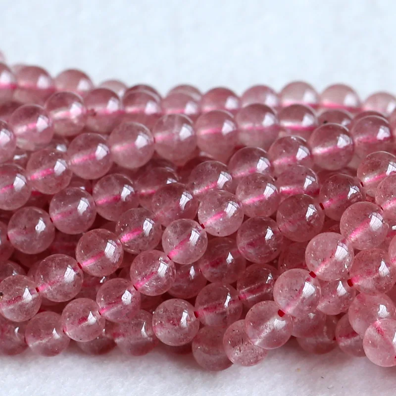 Veemake Natural Clear Pink Red Rosite Strawberry Quartz Round Loose Beads 4-10mm 05242