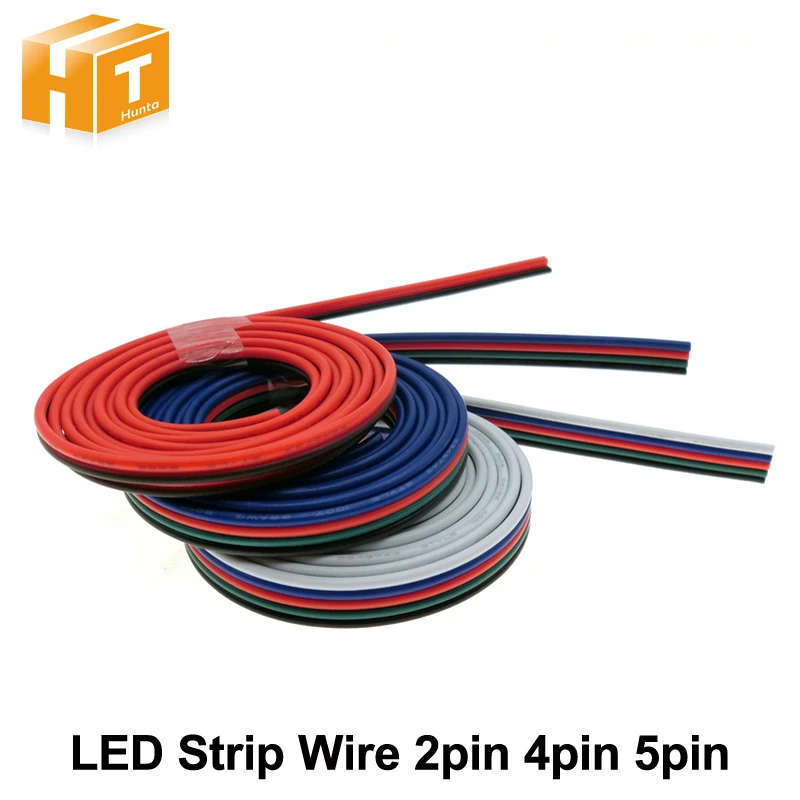 2pin 4pin 5pin Wire Lighting Accessories 1m/lot for Single Color / RGB / RGBW LED Strip Connection