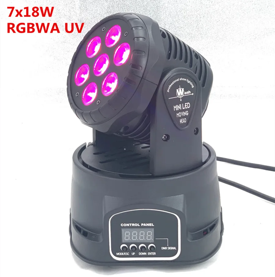 led mini moving head light 7x18w 6in rgbwa mais uv profissional para effect stage disco dj musica festa clube danca 01