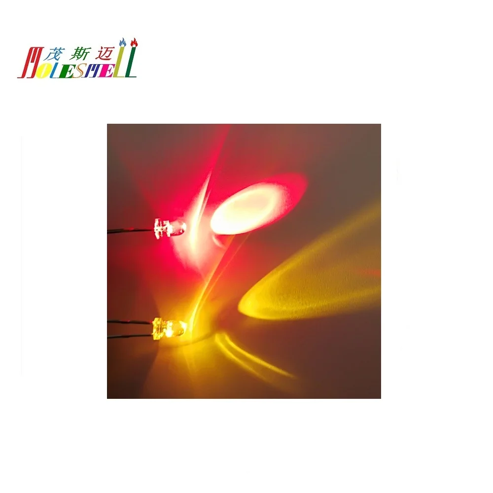 100pcs 3mm R/Y Dual Bi Color Polar Changing Red/Yellow Led Water clear Leds 2-Pin led