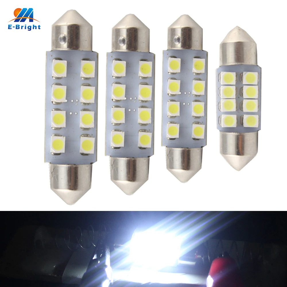 

YM E-Bright 100 шт C5W гирлянда 36 мм 39 мм 41 мм 1210 3528 8 SMD 8 светодиодный дверной фонарь Светодиодная лампа стояночный светильник 12 светодиодный лампы