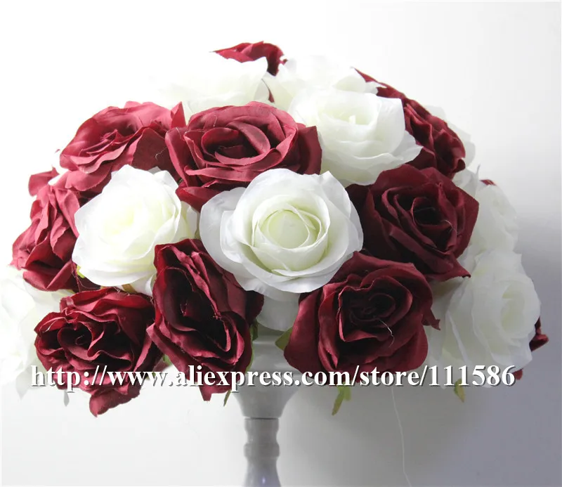 SPR HOT SALE 10pcs/lot wedding road lead artificial flowers wedding table flower centerpiece kissing flower ball decoration