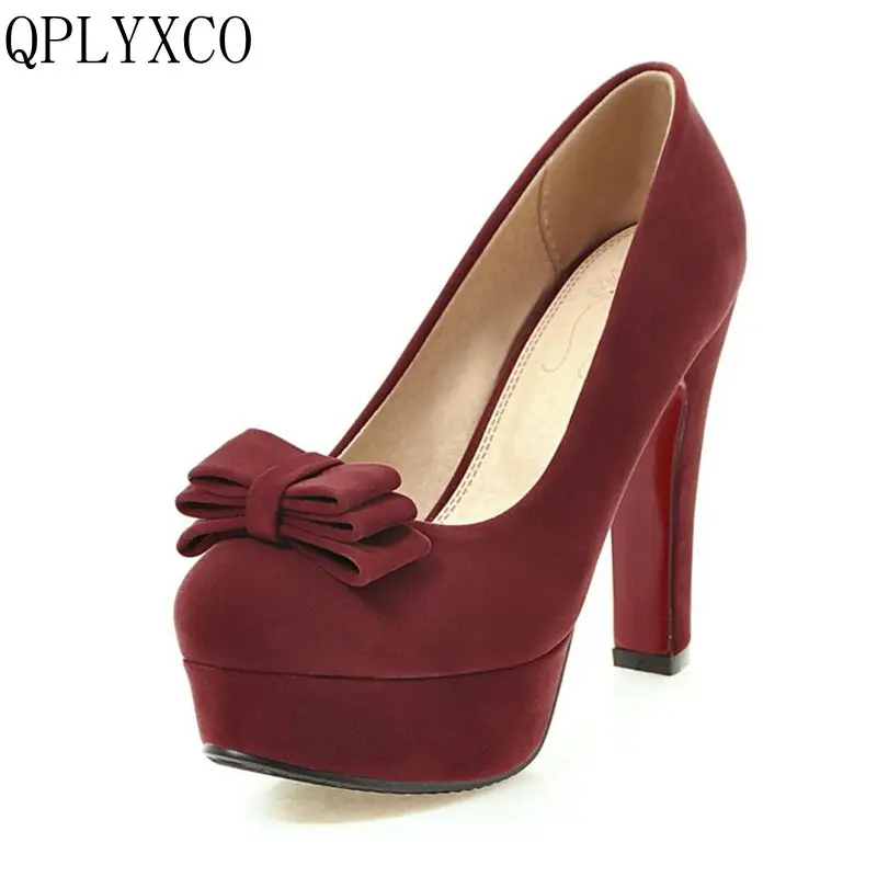 QPLYXCO 2017 New sale sweet fashion big small size 31-47 women shoes high heel lady spring autumn pumps party wedding shoes T-9