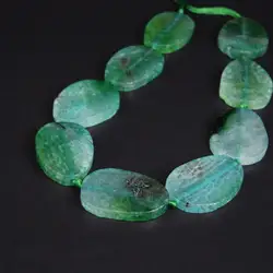 Approx9PCS/strand Large Natural Green Crack vein Agates Stone Slab Nugget Loose Beads,Onxy Gems Slice Pendant Jewelry Making