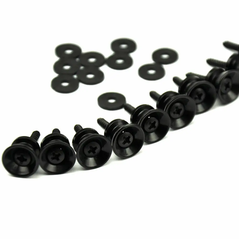 Wholesale 50pcs/lot Black Buttons + Screws Universal Guitar Ukulele Strap Locks Nails