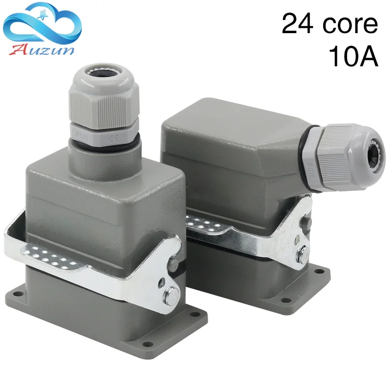 heavy duty connector 24 core cold pressure rectangular air plug socket H10b-hd-024 waterproof industrial navigation insert 10A