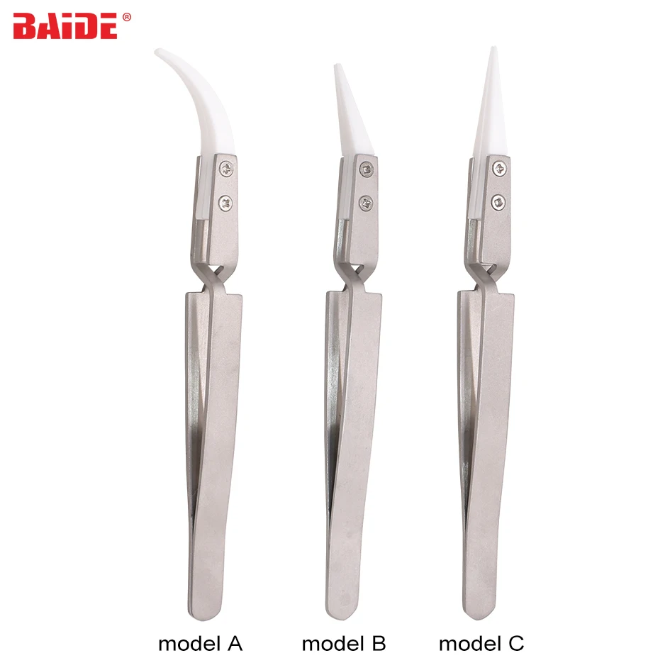 

Ceramic Cross Lock Reverse Stainless Steel Tweezers White Ceramic Insulating Nipper Forceps Tweezer For E - Cigarette 100pcs/lot