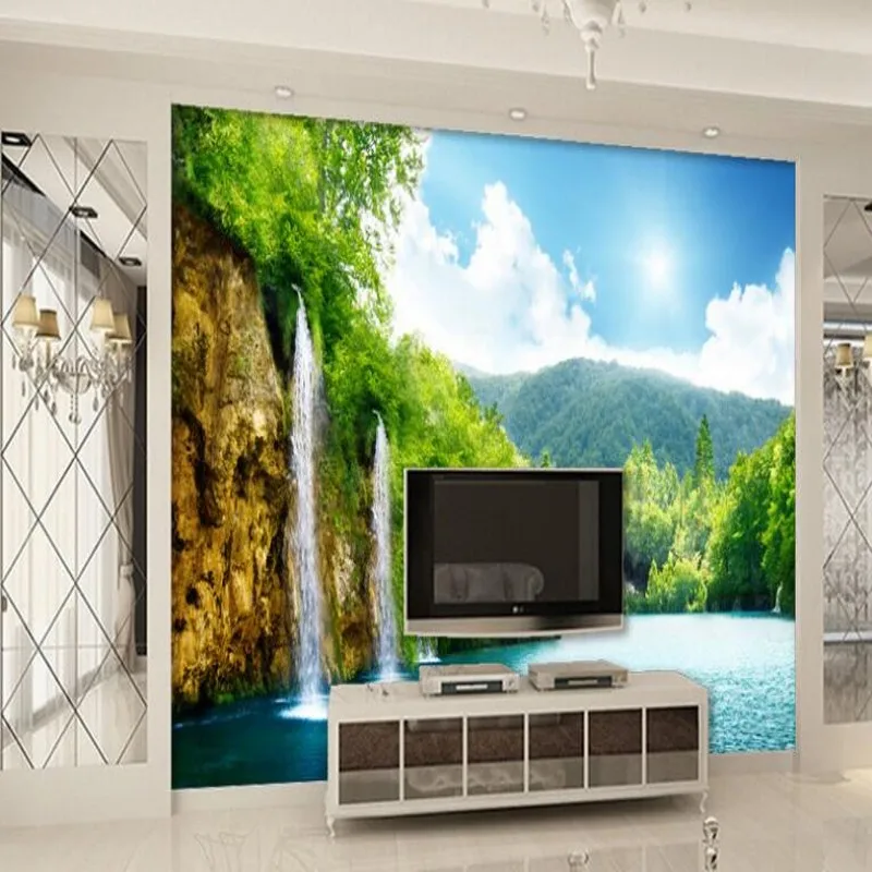 wellyu Custom large - scale murals green pastoral landscape water - making financial background wall non - woven wallpaper