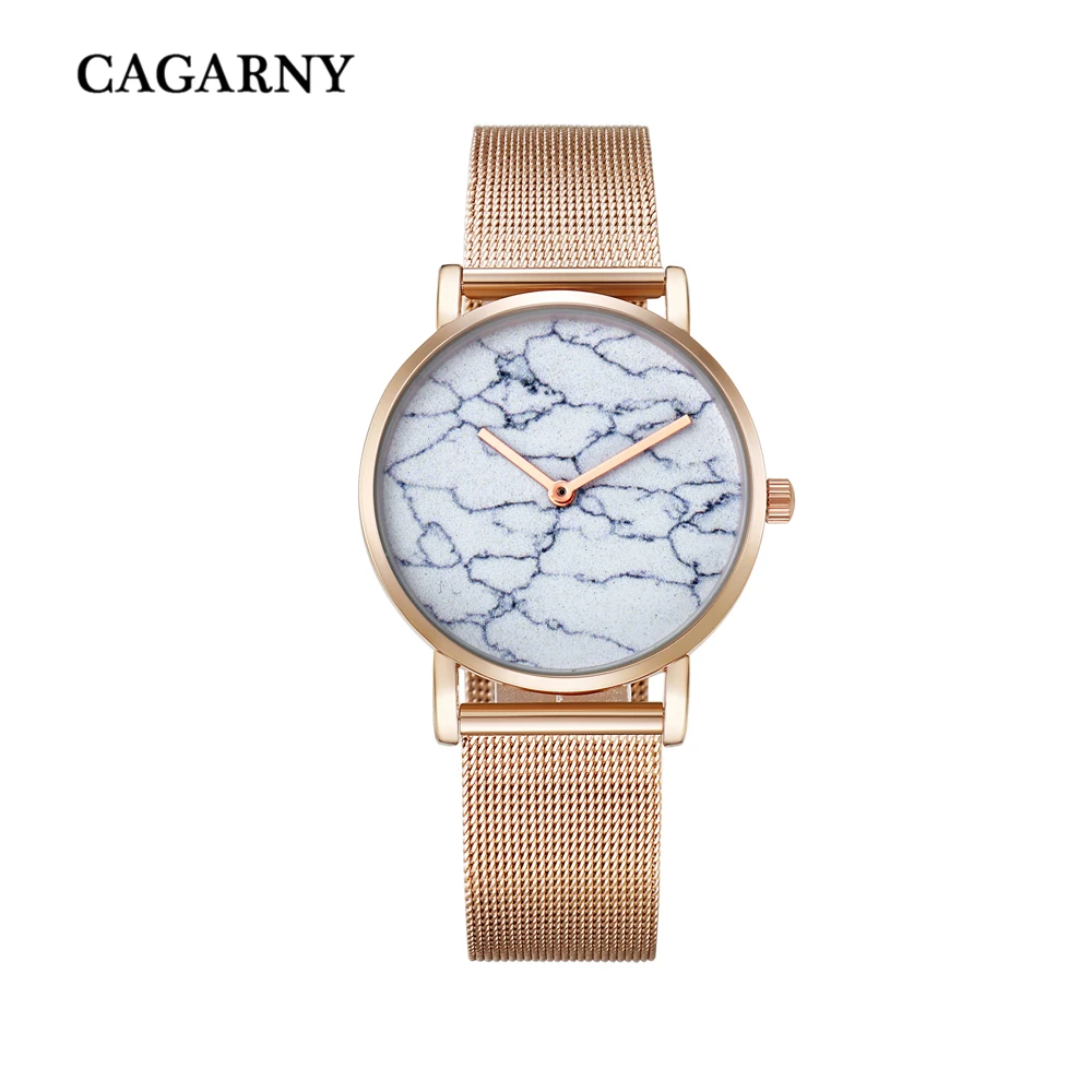 

Fashion Women Watches Rose Gold Luxury Brand Cagarny Stainless Steel Women's Quartz Watch Simple Style Ladies Wristwatches gifts