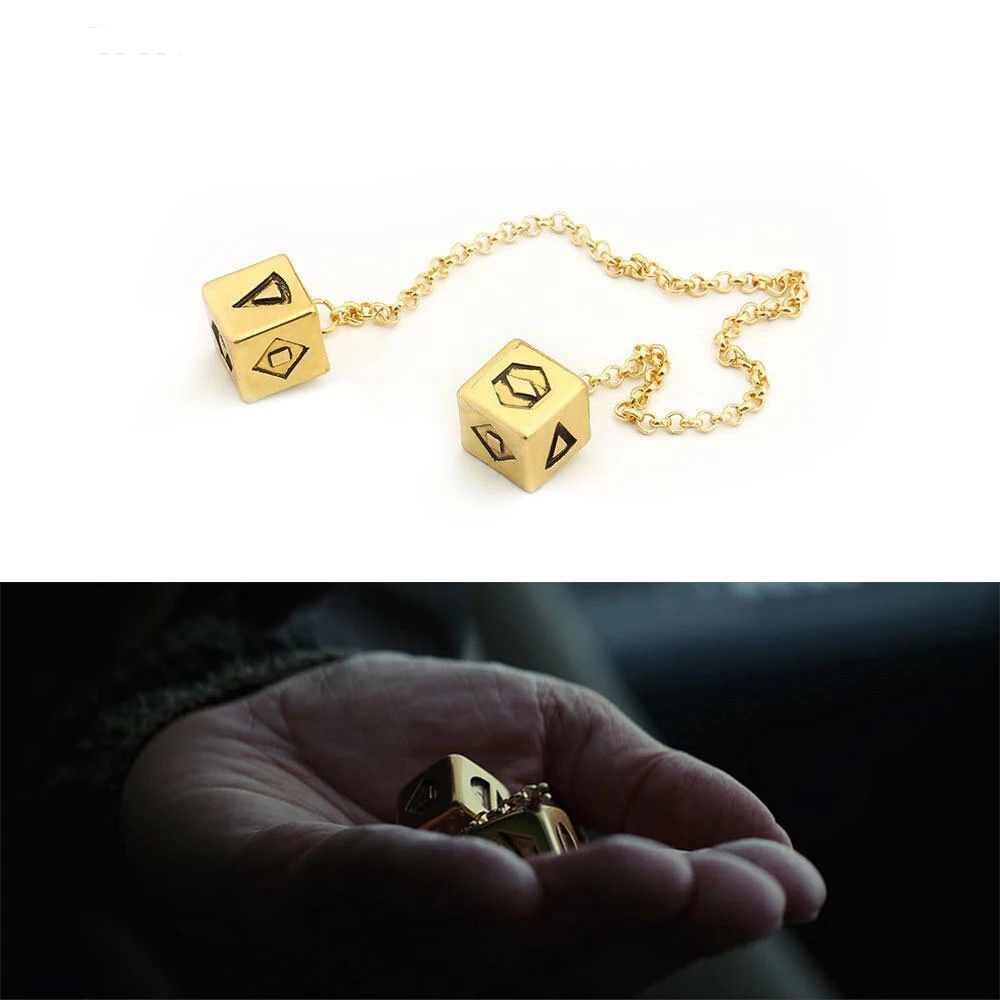 Nuovo grande braccialetto color oro antico Han Solo Lucky Dice Prop, dadi da 1,25 cm con braccialetto a catena a maglie Wars Car Mirror Jewelry