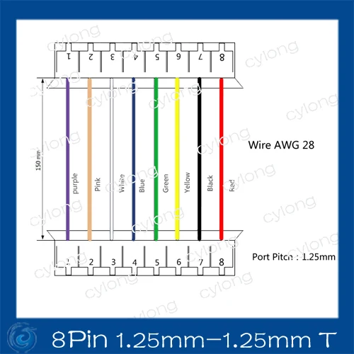 8-Pin Conector w/. Wire x 10 sets.8pin 1.25mm.8pin (1.25mm-1.25mm) T