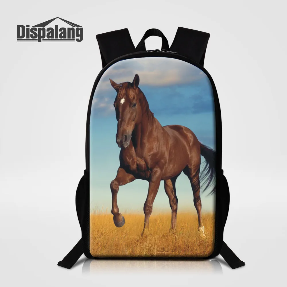 Dispalang 16 Inch Backpacks For Teenage Horse Printing School Bags Kids Rucksack Animal Back Pack For Children Mochila Infantil