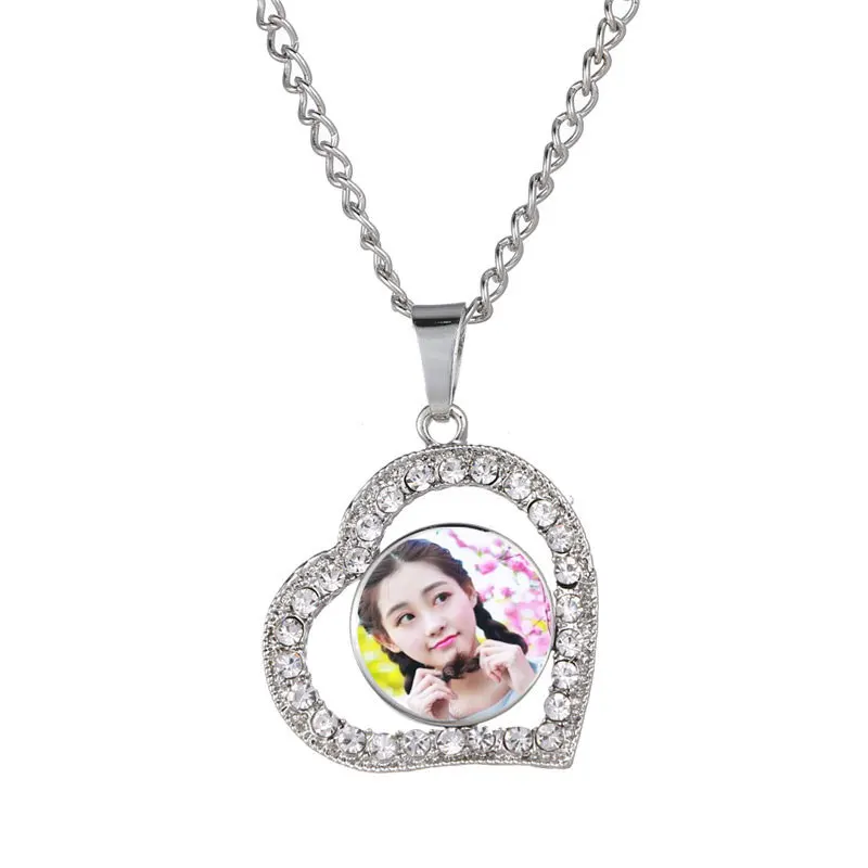 

heart necklaces pendants for dye sublimation trendy button women necklace pendant square jewelry hot transfer blank material 3st